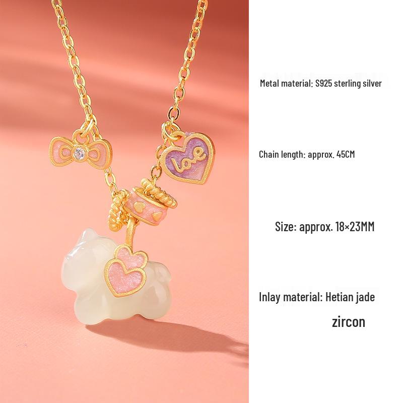 

Hetian Jade Horse Heart Necklace: Women s Niche Design in s925 Silver Zodiac Clavicle Chain Pendant