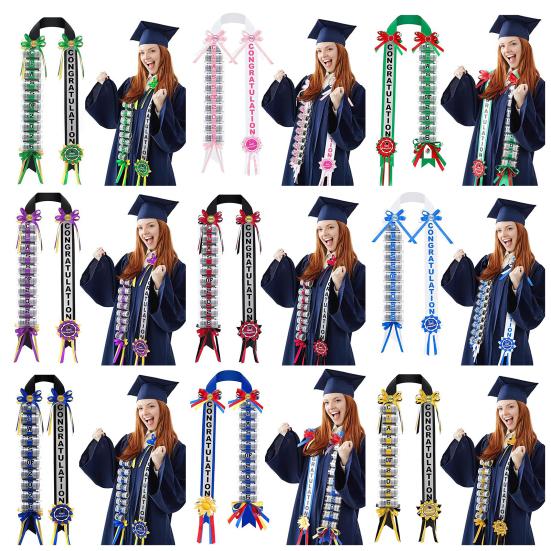 2026 Graduation Money Lei with 11 Cash Holder Double Braided Grad Ribbon Leis Graduation Gifts for Class of 2026 High School College Party Supplies