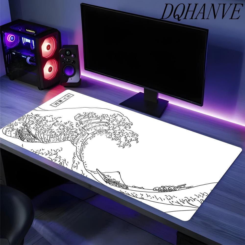 Gaming Mouse Pad Japanese Wave Mouse Pad Extended XXL Mousepad Anti-Slip Base Cool Large Esports Mouse Pad Desk mat for office