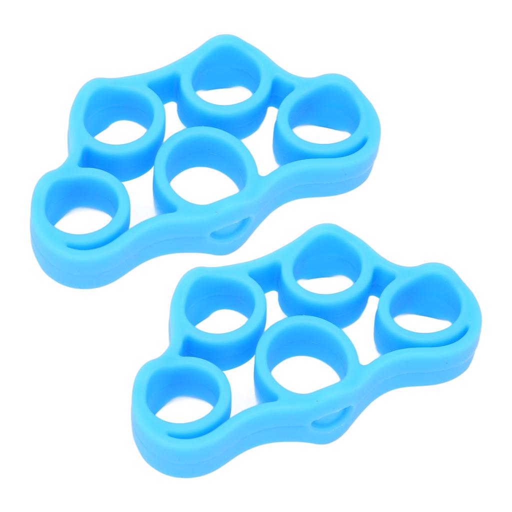 2pcs Silicone Finger Exerciser Improve Finger Dexterity High Flexibility Hand Grip Strengthener Hand Resistance Bands for Elderly Light Blue 6.6LB