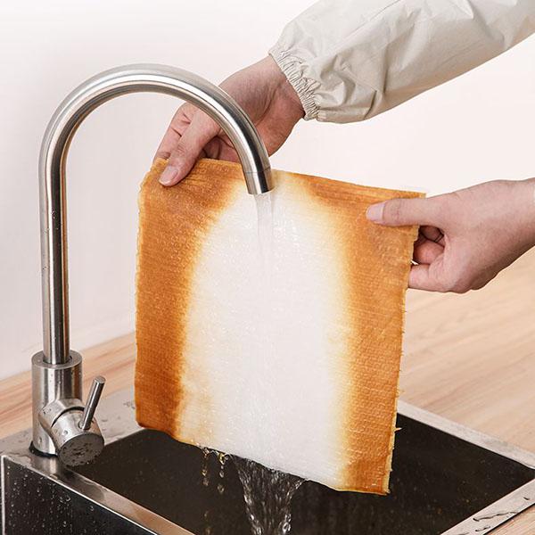 WTEMPO 5-Roll 250PCS Roll Kitchen Paper Towel Water/Oil Absorbent Wet Dry Dual Use Food Grade Tear-off Reusable Washable Lazy Rag Dishwashing Paper