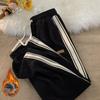 Men's Spring and Autumn Side Striped Loose Straight Sports Pants, High Street Ruff Handsome Corduroy Casual Pants