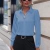 Women's Slim Fit Solid Color Long Sleeve Blouse Elegant Commuter Shirt Office Wear Top