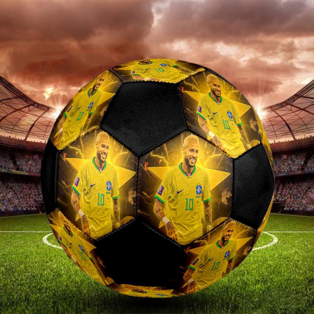 1PC Neymar Football Legend Size 5 Soccer Ball PrahaIndoor Soccer Ball Colorful All Ages Machine Stitched PVC Competition Ready Durable High-Bounce