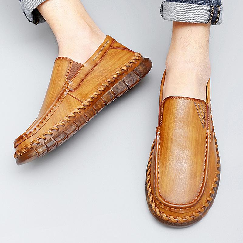 Spring and Summer 2025 Large Size Men's Handmade Leather Shoes Genuine Leather Foreign Trade One Pedal Men's Shoes Popular Business