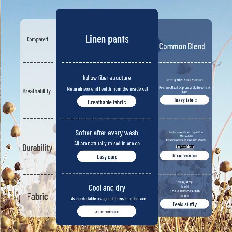 VICTORIA&VERA Linen-Blend Straight Leg Casual Pants