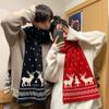 Red Christmas Scarf Deer Winter Cashmere Scarves Warm Wool Knitted Scarf  Women/Men