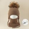 Kids Winter Warm Knitted Set Pom‑pom Hat Scarf Gloves 3‑Pcs Set Or Single Beanie Hat Windproof Ear Protection For Boys Girls Cold Weather Outdoor