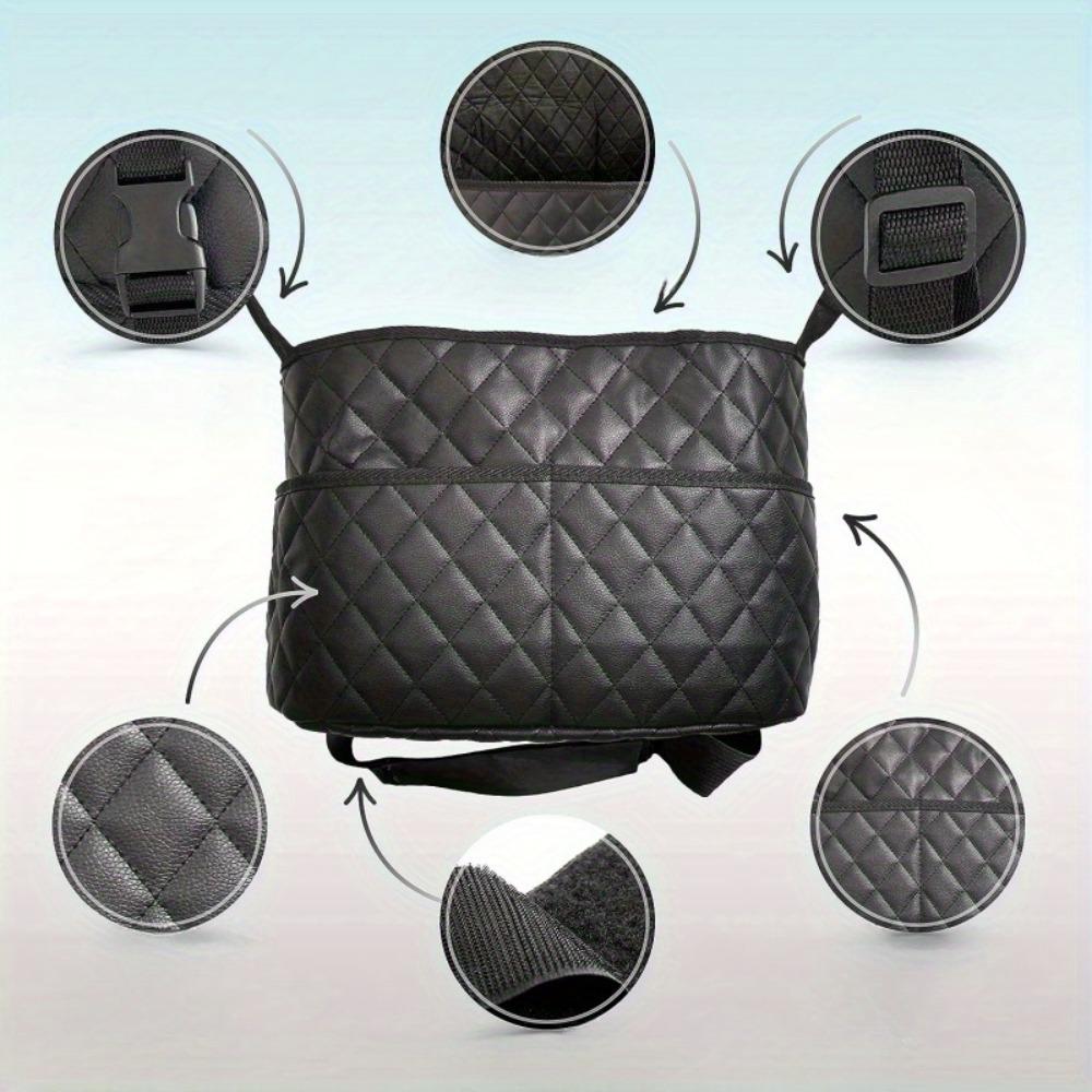 1pc Faux Leather Car Seat Back Organizer - Lightweight Storage Bag for Toys, Drinks, Books & Mobile Phone - Sleek Console Side Accessory