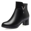 Frauen Stiefel Winter Mode Anti-Rutsch Frauen Stiefeletten Mid Heel Natürliche Wolle Echtes Leder Schnee Stiefel Damen