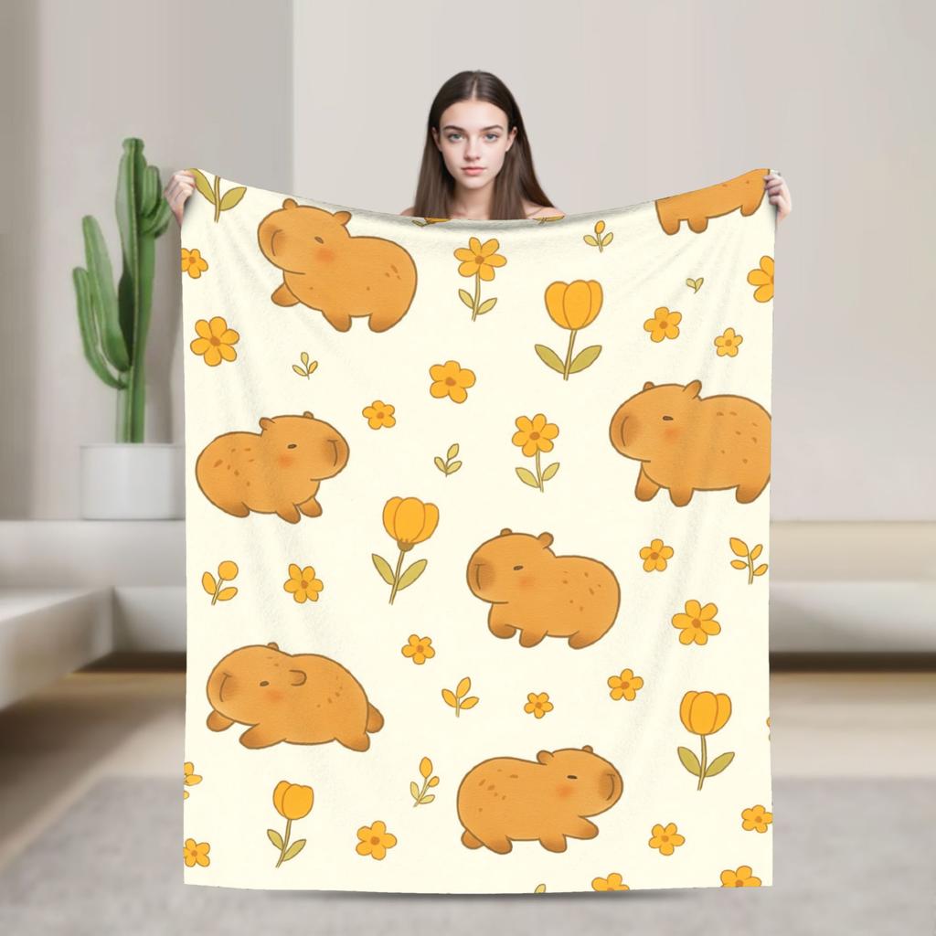 Capybara Blanket Quality Super Soft Throw Blanket Winter Travel Couch Chair Sofa Bed Funny Bedspread