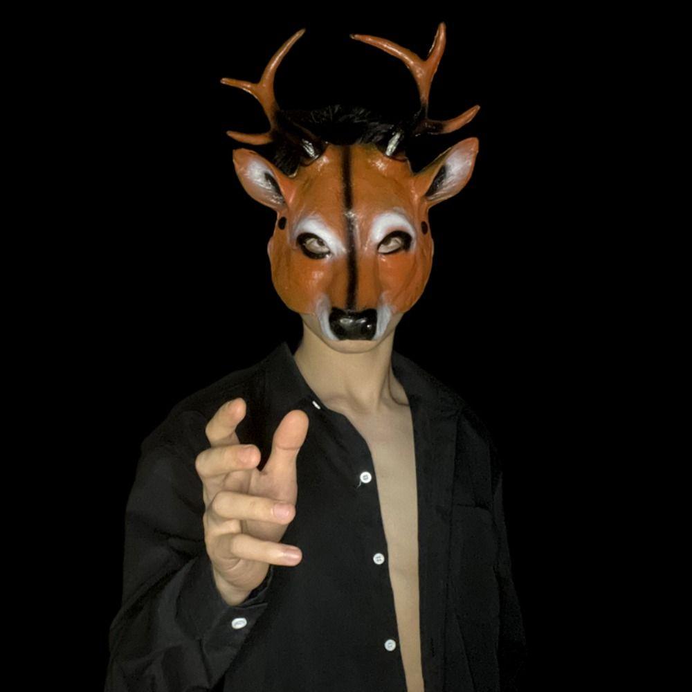 Cosplay Prom Props Masquerade Mask Deer Head  Mask Halloween Mask Kabuki Kitsune Mask Animal Mask