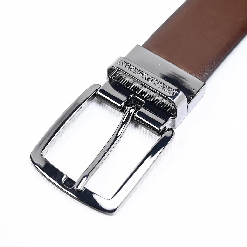 Emporio Armani Belt, 3.5cm Wide, Compatible with the Stringa System, Reversible, Men's, Brown, Y4S576 Y748I 88213, Leather [Used]