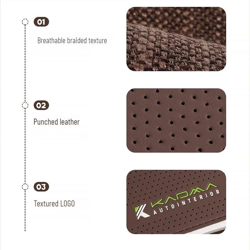 Breathable Linen-Textured Car Seat Cushions (Front Row) - Premium Tight-Weave Fabric for All-Season Comfort | Universal Fit