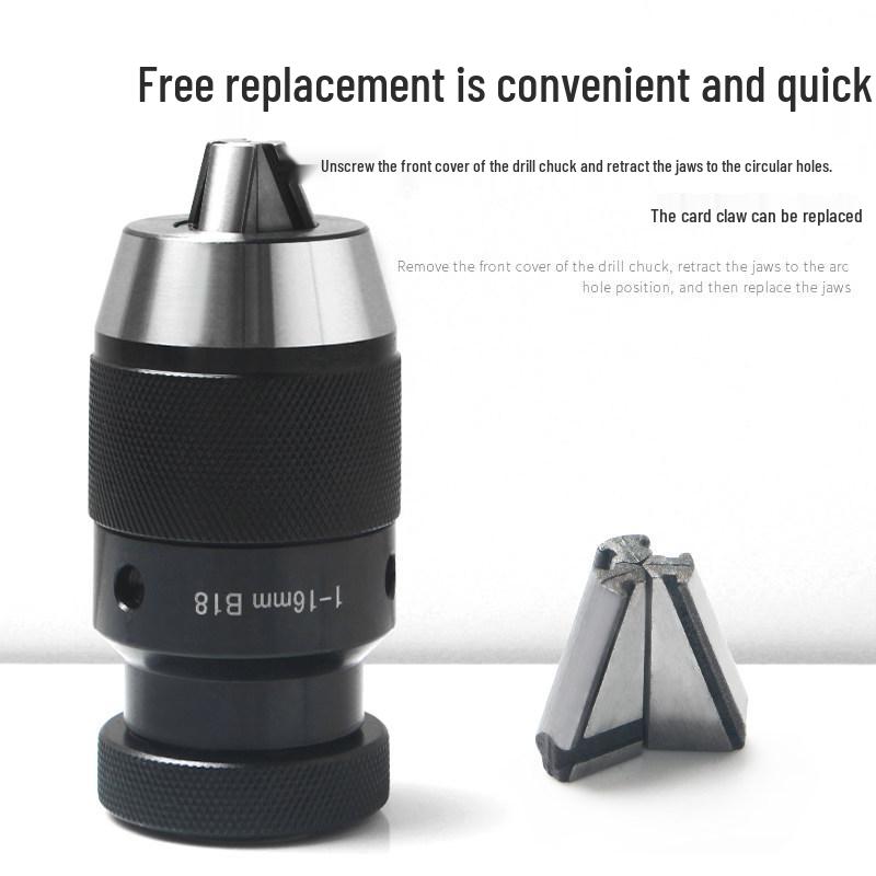 Precision Automatic Self-Tightening Drill Chuck 1-13mm, Three-Jaw Wrenchless Clamping Head