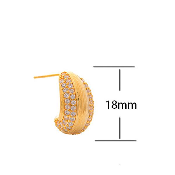 Korean Light Luxury Zircon Stud Earrings Textured Striped Teardrop Earrings Gold Plated Commute Jewelry for Women