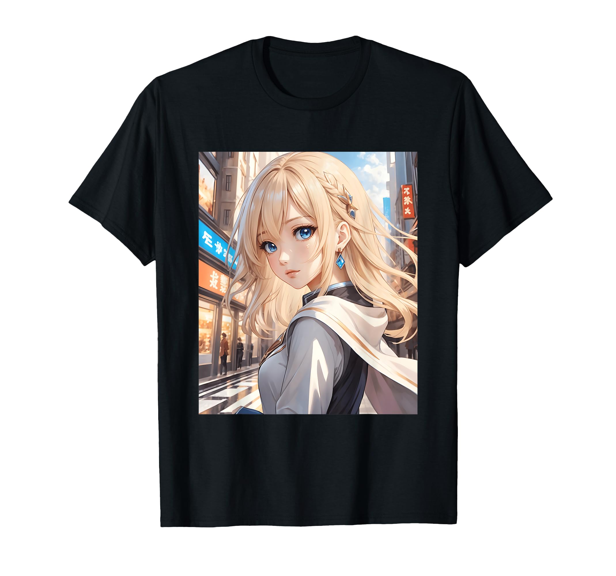 

Anime Waifu Print Girl, Manga, Aesthetic, Cute, Japanese, T-Shirt чорний