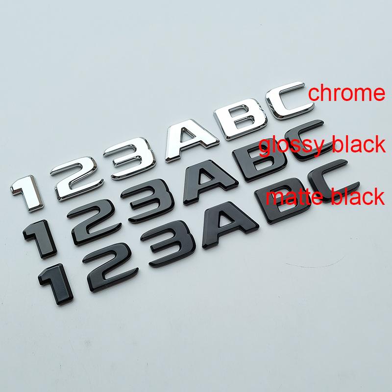 ABAL1 2.3cm DIY Flat Letters Numbers ABS Car Emblem for MB Since 2017 Trunk Nameplate Logo Sticker Chrome Glossy Matte Black