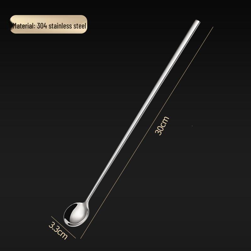 304 Stainless Steel Long Handle Stirring Spoon - Ideal for Ice, Coffee, Milk Tea, Honey, and Seasoning.