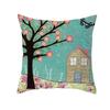 Home Decor Colorful Tree & Flower Pattern Pillow Covers Pattern Cushion Cover Suitable For Sofa Bedroom Car Pillow Cover