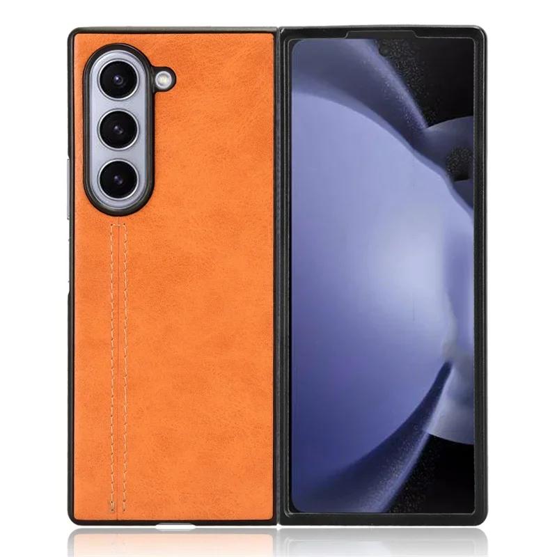 High Quality Business Sle Leather Pure Color Ultra Thin Phone Case for Samsung Galaxy Z Fold 7 6 Screen Shockproof Protect Cover