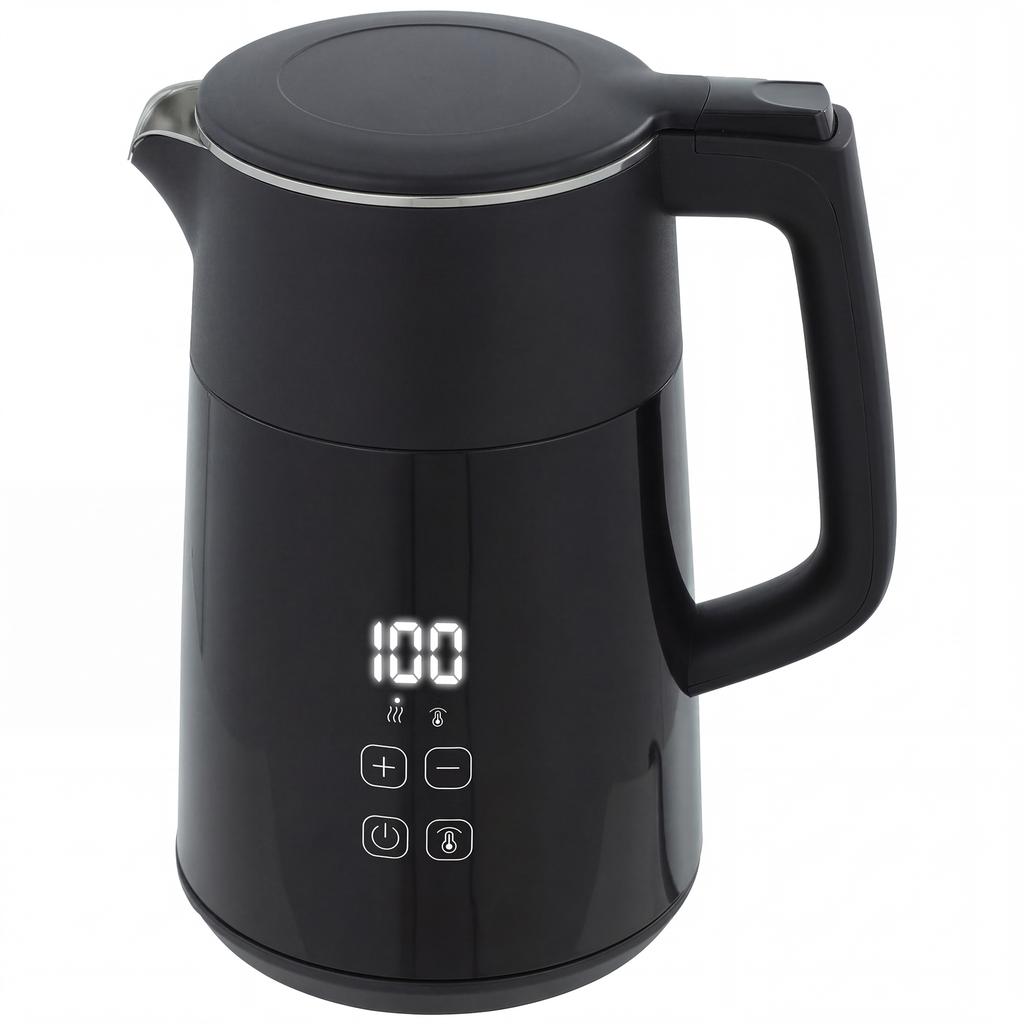 Electric Kettle, 1.7L Fast Boil 3kW Water Kettle with UK Strix Thermostat, LED Display, Keep Warm Function, Black