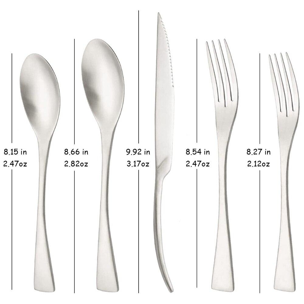 5PCS Service for 1 Matte Black Dinnerware Cutlery Set with Steak Knife Family Eating Utensils 18/10 Stainless Steel Flatware Silverware
