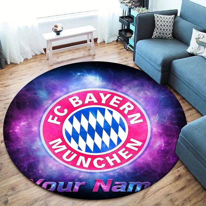 FC Bayern Munchen Custom Name Round Area Rug,Carpet Rug for Living Room Bedroom Sofa Playroom Decor,Non-slip Floor Mat
