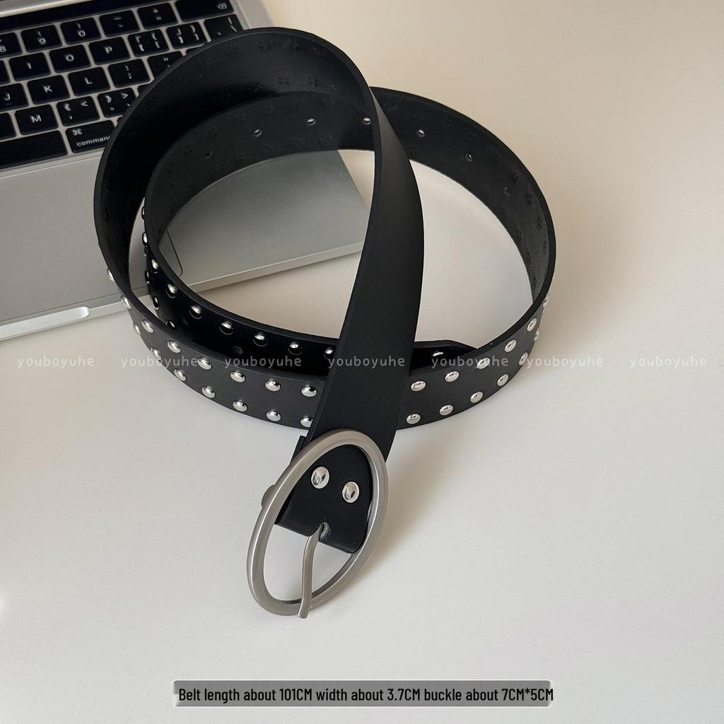 Brown Retro Punk Wide Waist Belt with Rivet Buckle - Women's High-End Dress Accessory