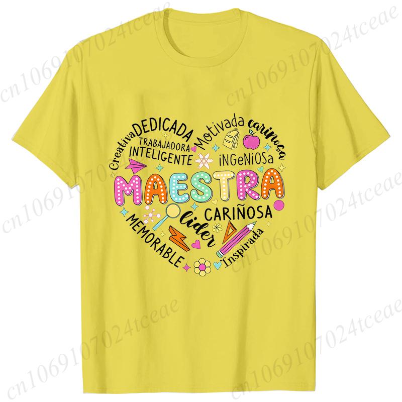 Spanish Maestra Women Girl T-shirt Casual Short Sleeve Round Neck Fashion Tee Shirt Teacher Comfy Tee Top Teacher Summer Clothes