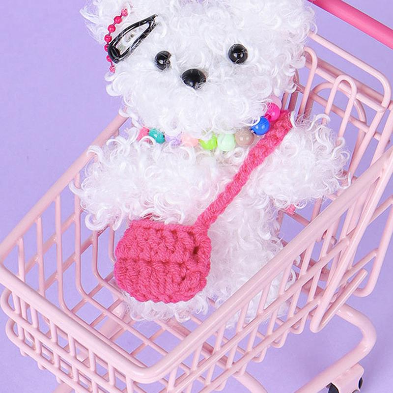 1/12 Doll Plush Knitted Shoulder Bag Crossbody Bag Doll Mini Dress Up Accessories Dollhouse Decor Kid Pretend Play Toys