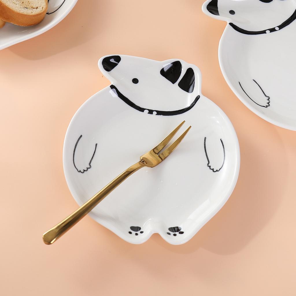 New Creative Cute White Bear Shape Bread Small Plate Household Snacks Snack Plate Hot Pot Dipping Saucer