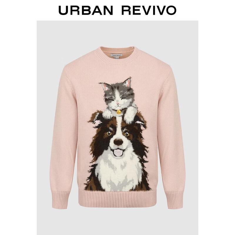 

UR Men s Cute Pet Pattern Round Neck Knit Sweater XS