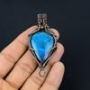 Neon Blue Apatite Pendant, 999 Copper Wire Wrapped Gemstone Jewelry, Handmade Pendant, For Mother Day