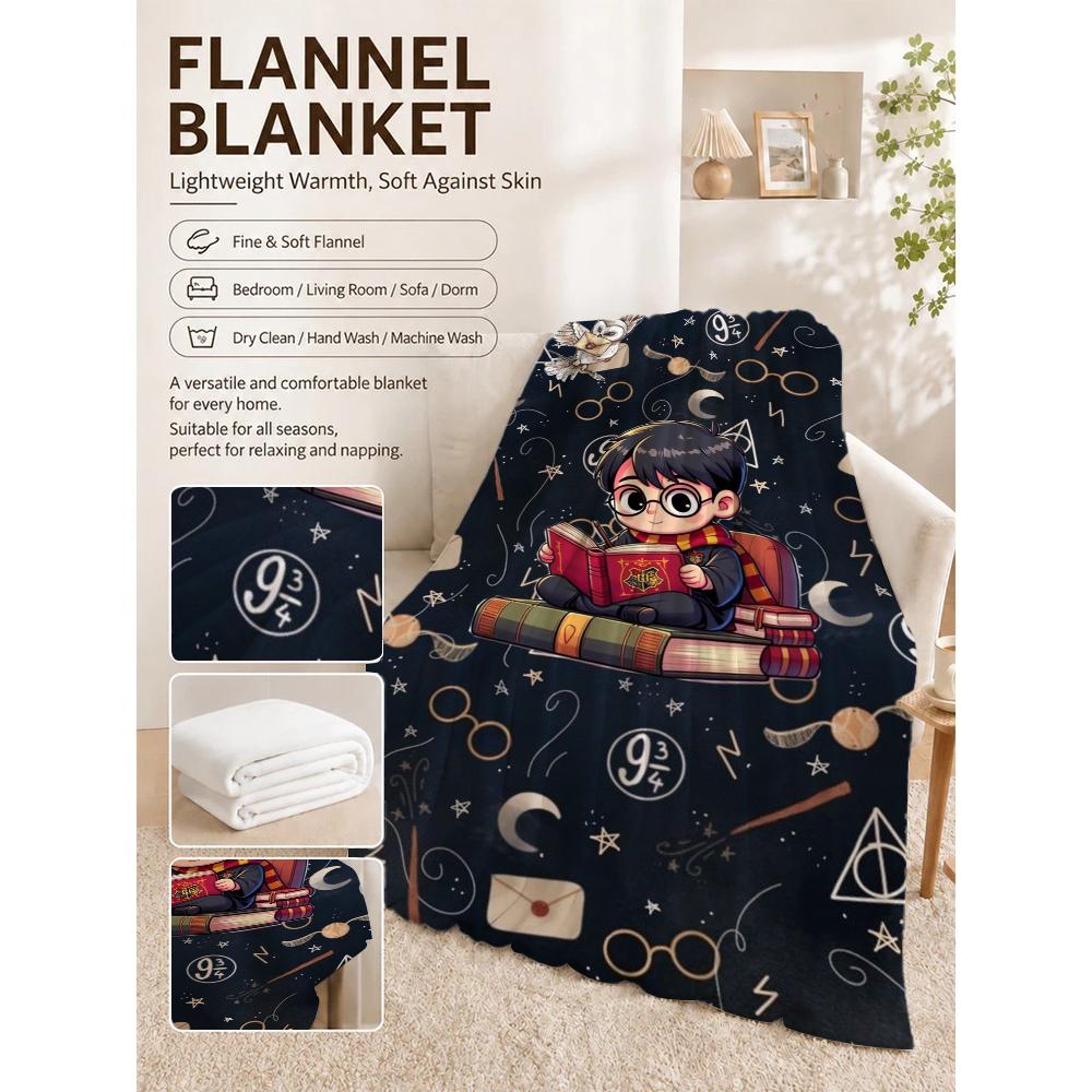 Harry Potter'S Magical World Theme Printed Blanket Breathable Fleece Blanket For Bedroom Sofa Nap Home Party Decor Memorial Gift