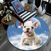 French Bulldog Round Area Rug,Carpet Rug for Living Room Bedroom Sofa Playroom Decor,Non-slip Floor Mat