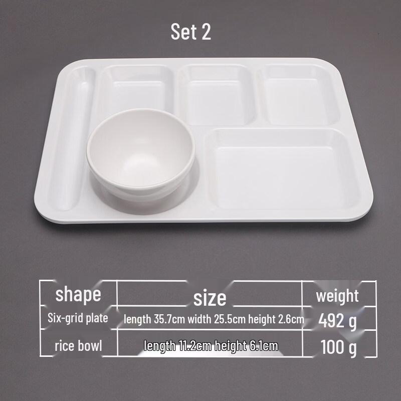 White Rectangular 6-Compartment Plastic Food Tray