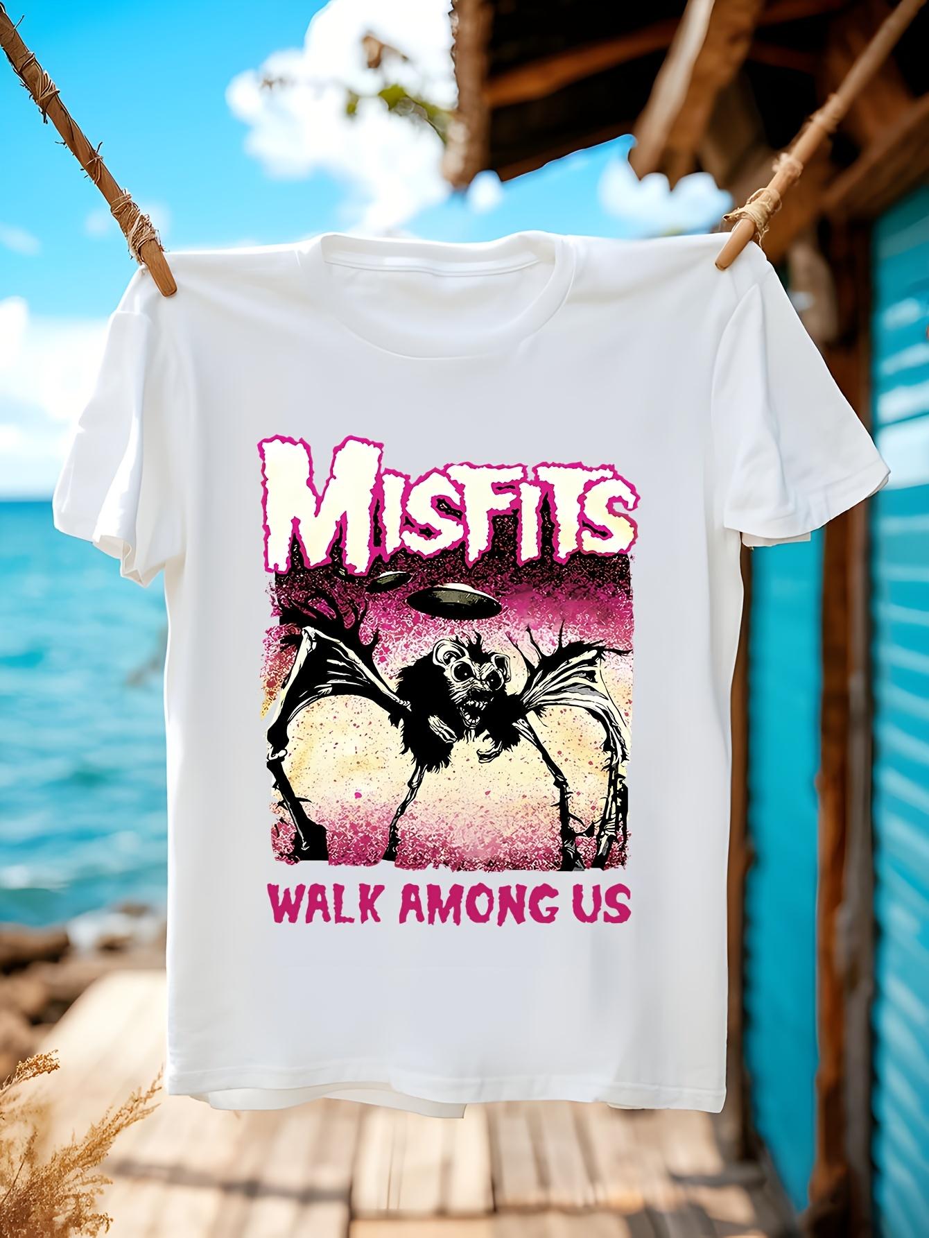 Misfits Rock Punk Black Skull Graphic Tshirt Graphic Tshi... S