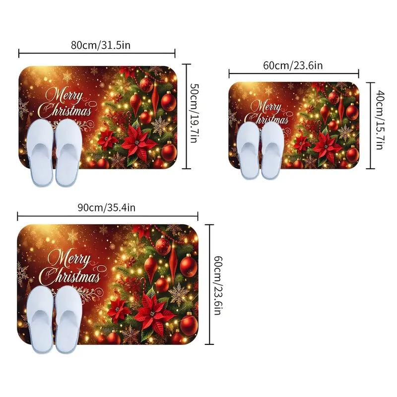 Glittering Beautiful Christmas Tree Floor Mat Entrance Welcome Doormat Bedside Balcony Hallway Christmas Decoration Carpet