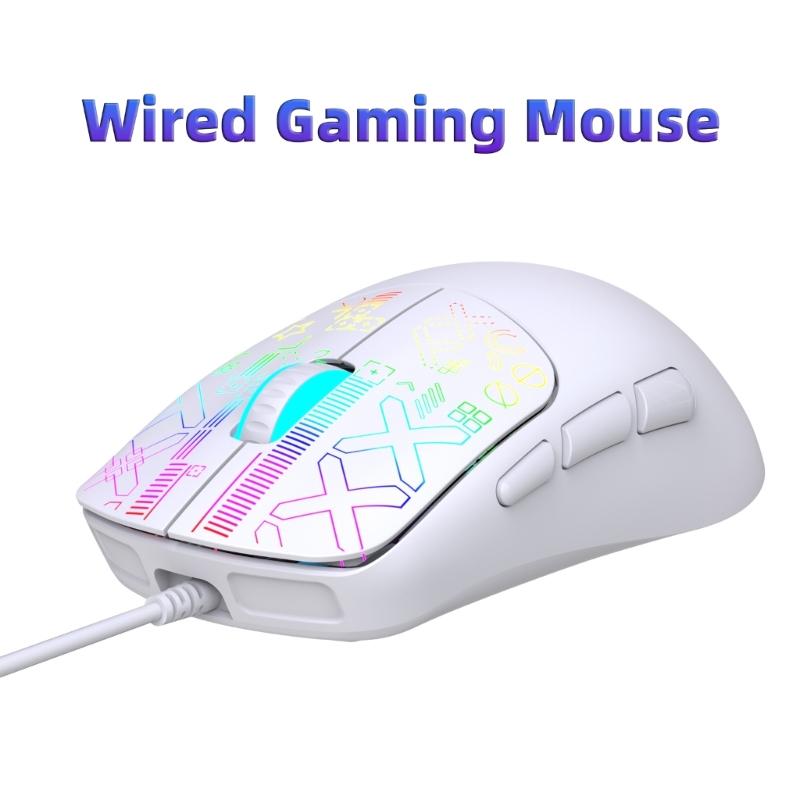 6 Button RGBs Illuminates Corded Mouse 3600DPI Precisions Tracking For Gaming Office Use With AntiSlip Scroll Wheel