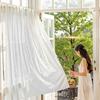 French Window Curtain No Drill Pleated Blinds for Patio Doors Sheer Voile Drapes Light Filtering Privacy Screen for Balcony Home