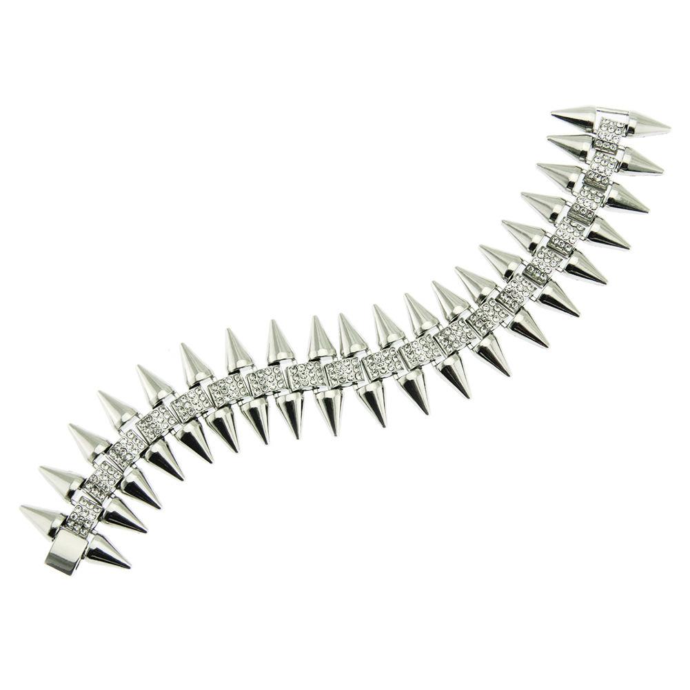 

Властный европейский хип-хоп бриллиантовый мужской мотоциклетный браслет-цепочка, индивидуальный конический браслет, реквизит для выступлений серебряный