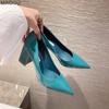 Scarpe da Donna Pelle Verniciata Slip-On Tacco Chunky Tacchi Alti per Signore Punta Acuta Poco Profonde Sexy Décolleté Eleganti Nere