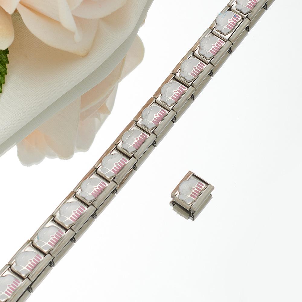 2024 DIY Personalized Shiny Classic Burger Coffee Beverage 304 Stainless Steel Italian Charm Bracelet Link 9mm * 10mm Module