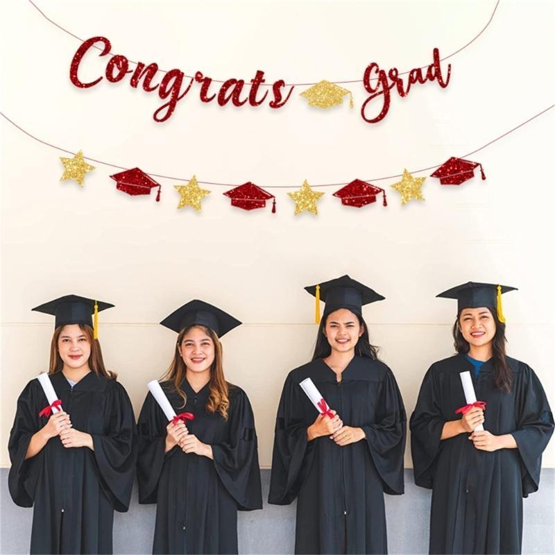 Glittering Congrats Grads Ornament Graduation Party Hanging Decoration for Class of 2025 for Decoration Celebration