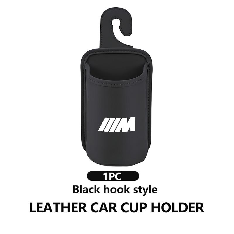 NTSM5 Car Leather Cup Holder Hang Drink Storage Box Accessories For BMW M F10 F20 F30 F40 F15 F25 F26 F31 F49 E62 E83 E84