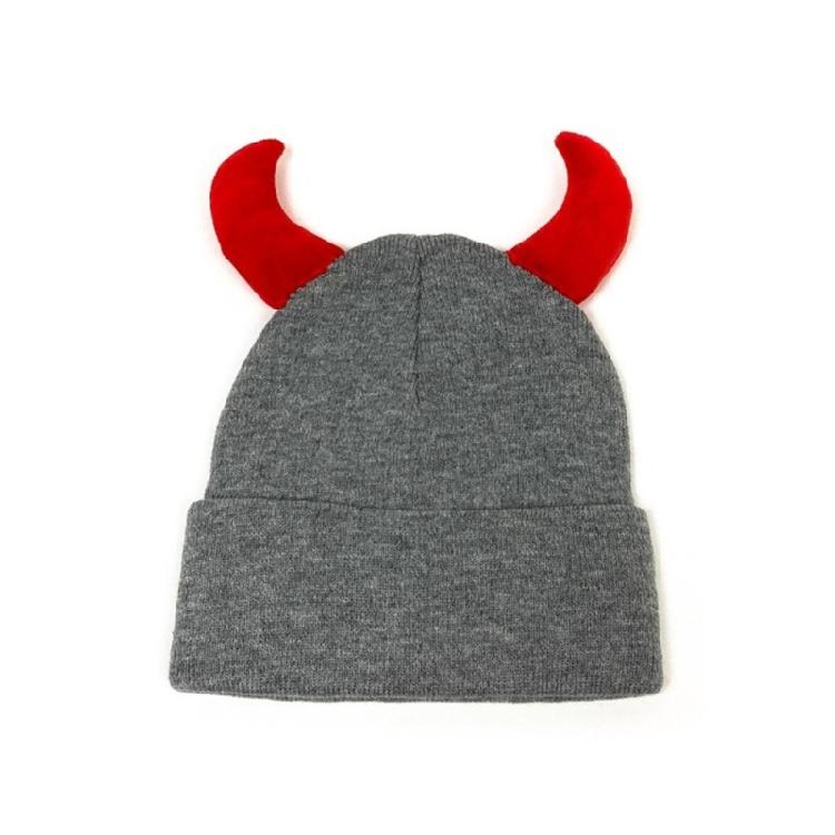 Devil Horn Winter Hat for Adult Handwoven Stretchy Caps Outdoor Activity Hat for Skiing Knitted Skull Hat Cool Accessory
