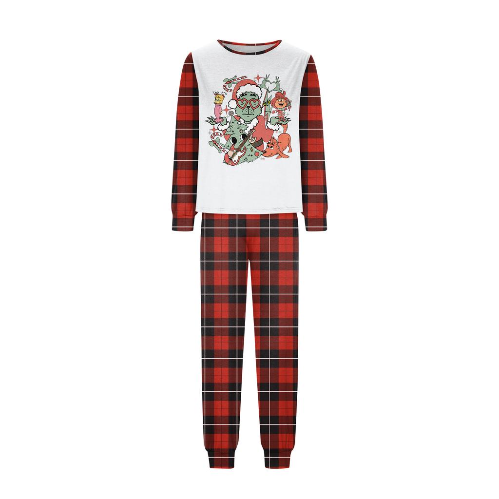 Vánoční potisk Rodičovský a dětský pyžamový set s dlouhým rukávem Domácí oblečení