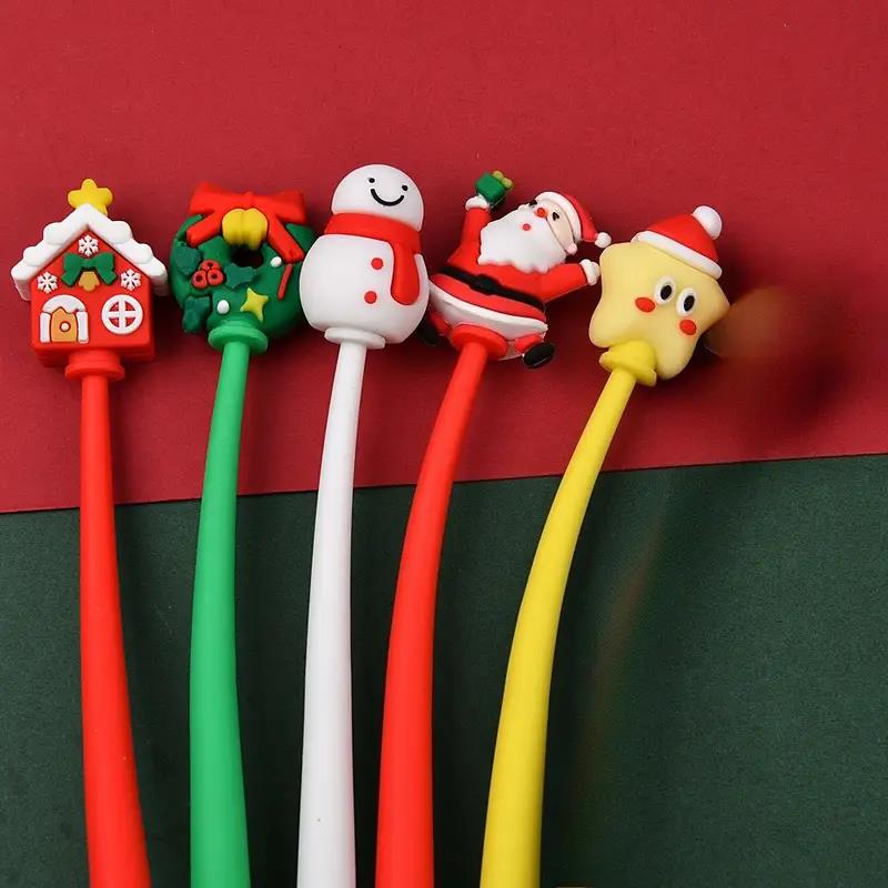 5-30Pcs Cartoon Christmas Rocking Pens Kids New Year Gifts Stationery 2025 Christmas Party Decor Supplies Black Ink Writing Pen