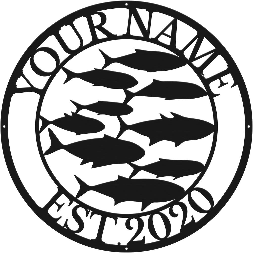 Personalizable Metal Wall Art Fish Design Home Decor Sign